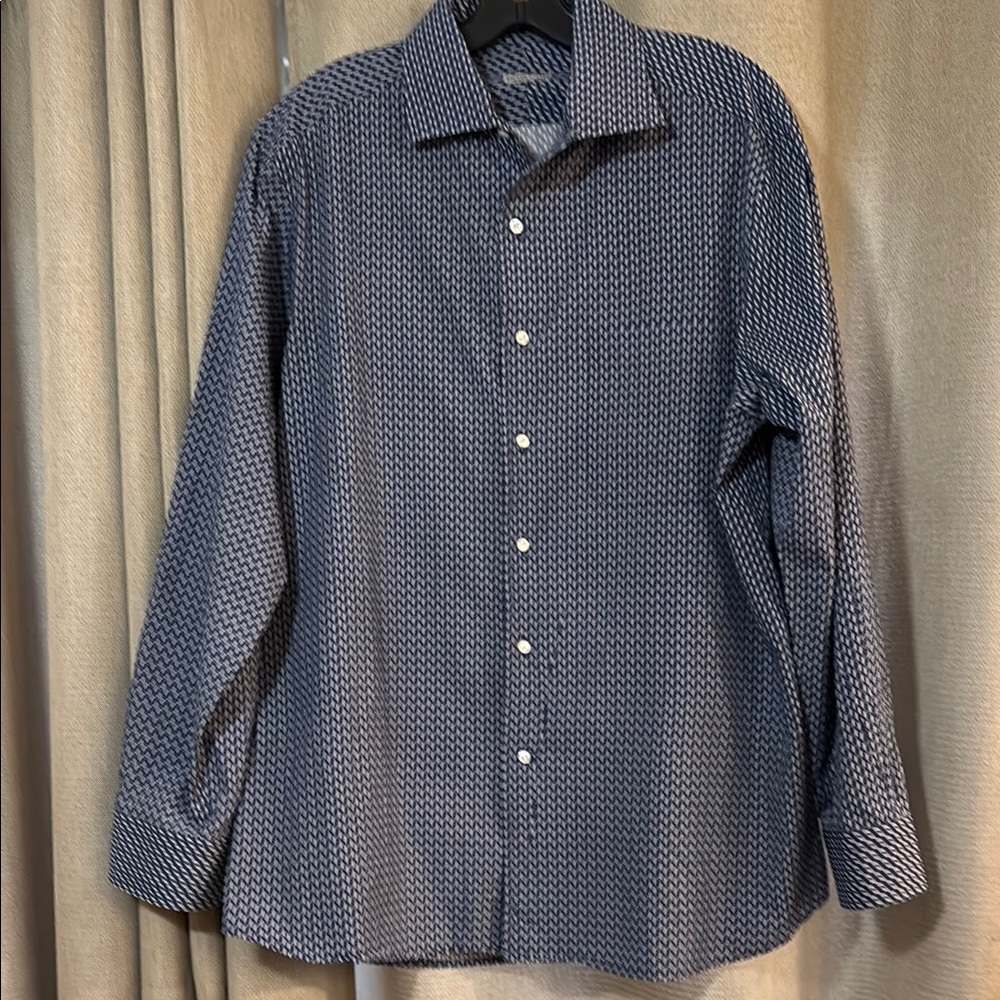 Men's Blue Patterned Shirt Lizard pattern